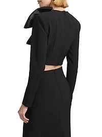 Arlet Bow Long-Sleeve Crop Top