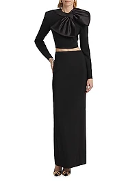 Arlet Bow Long-Sleeve Crop Top