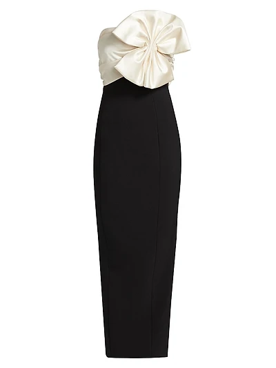 Kane Satin Bow Column Cocktail Dress