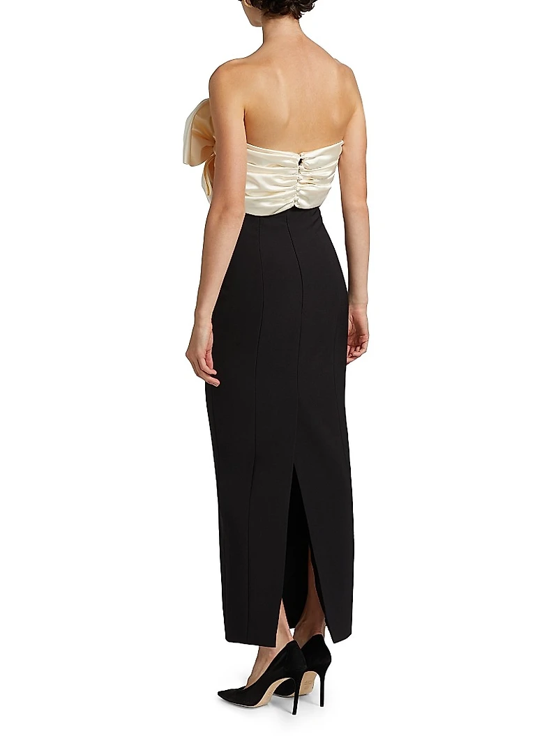 Kane Satin Bow Column Cocktail Dress