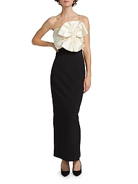 Kane Satin Bow Column Cocktail Dress