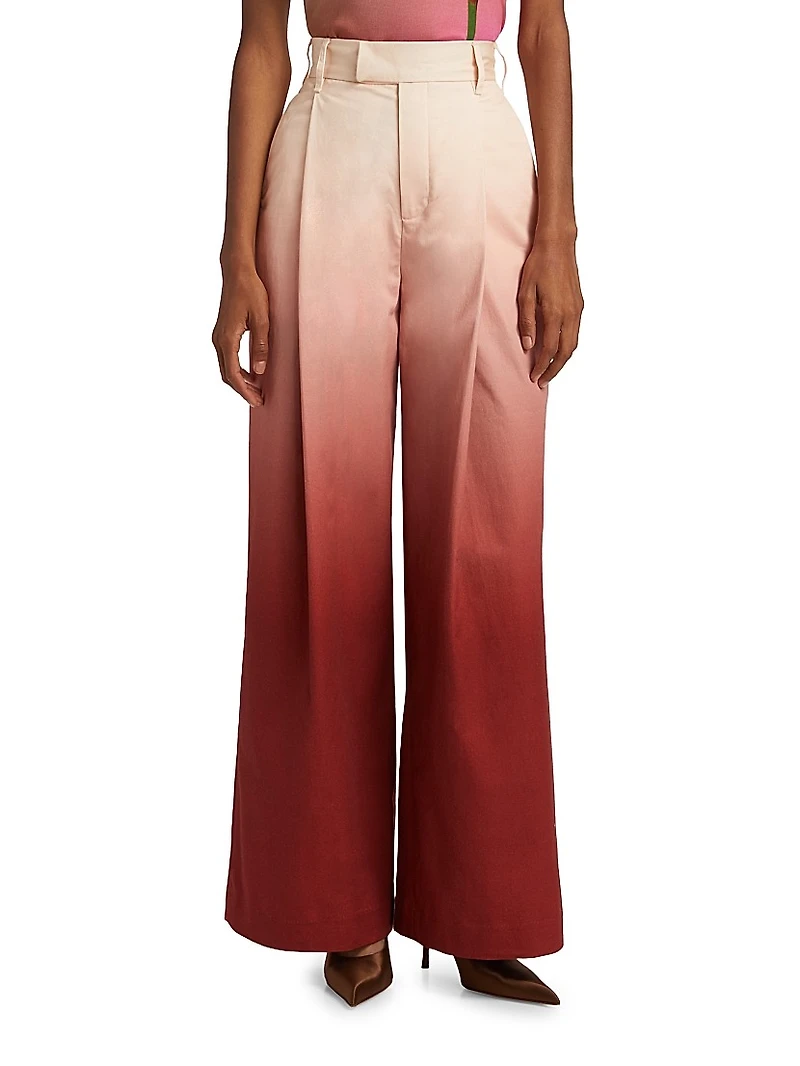 Ombré Cotton High-Rise Wide-Leg Pants