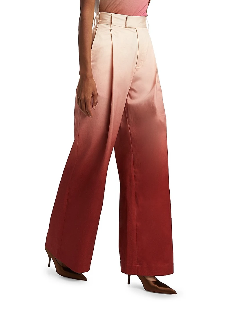 Ombré Cotton High-Rise Wide-Leg Pants