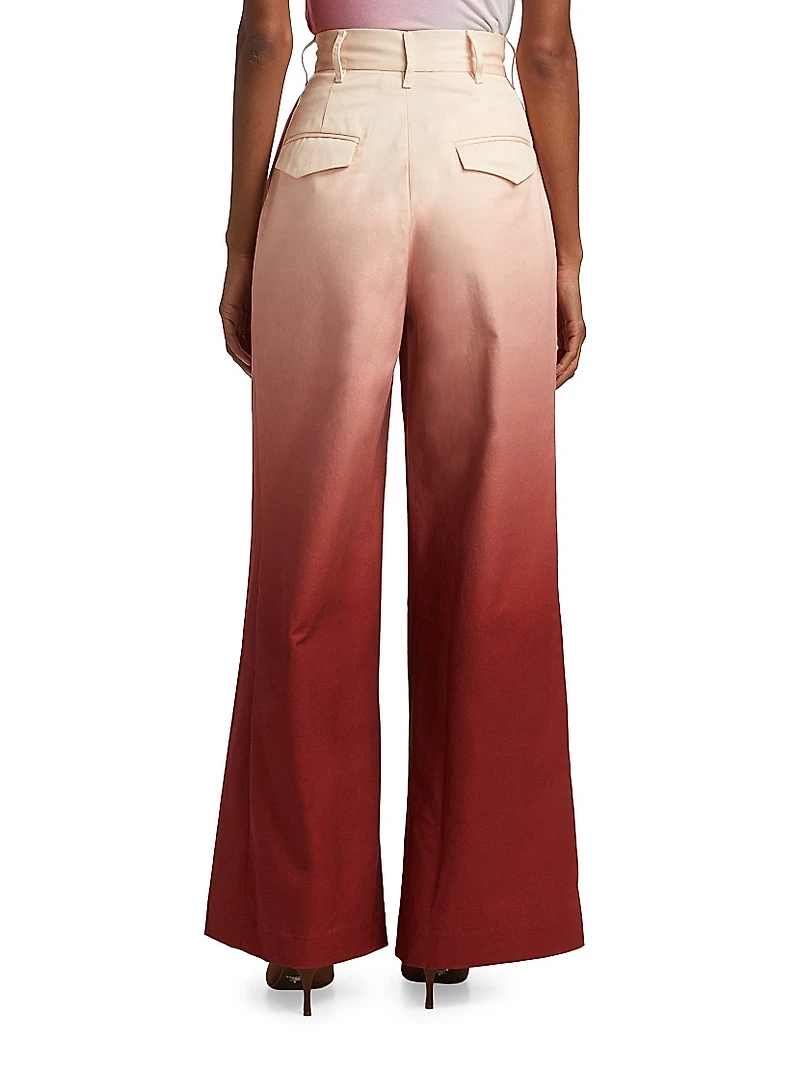Ombré Cotton High-Rise Wide-Leg Pants