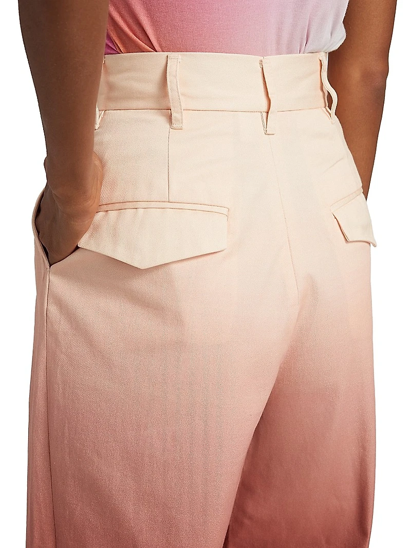 Ombré Cotton High-Rise Wide-Leg Pants