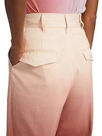 Ombré Cotton High-Rise Wide-Leg Pants