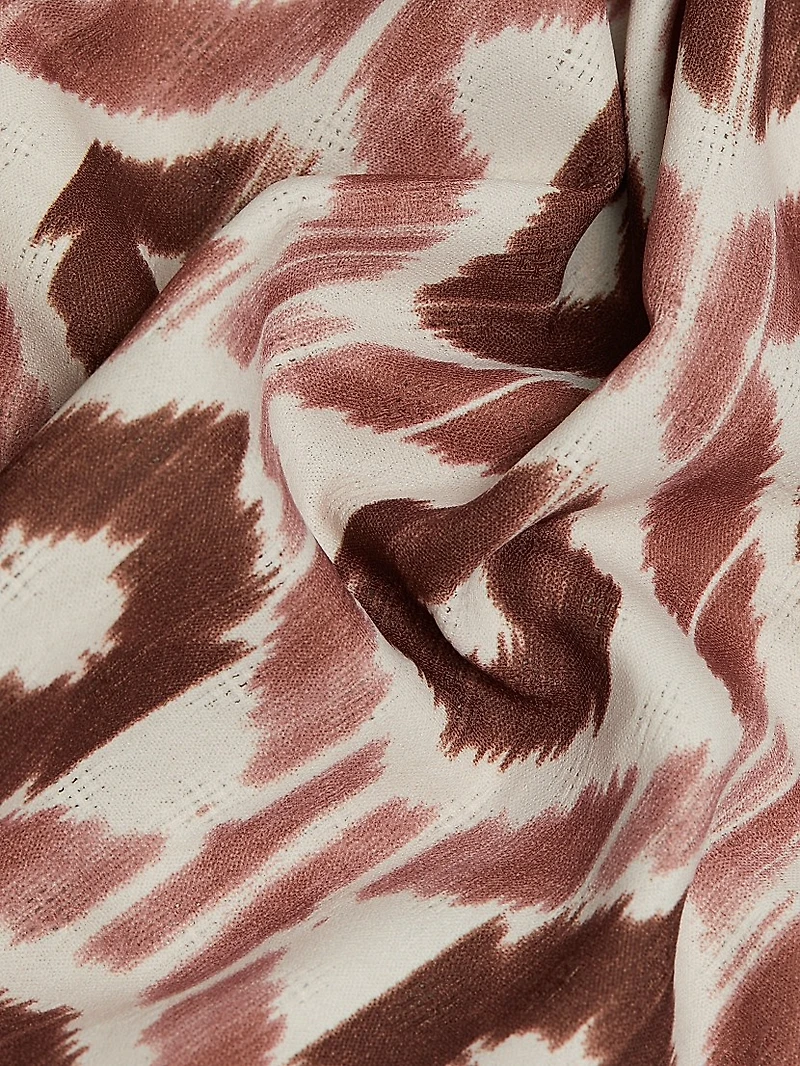 Ikat-Inspired Ruffled-Trim Blouse