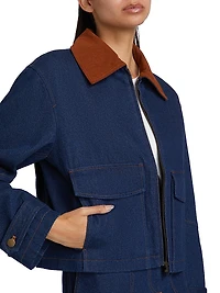 Corduroy-Collar Denim Jacket