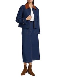 Corduroy-Collar Denim Jacket