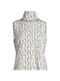 Textured Wave Sleeveless Turtleneck Top