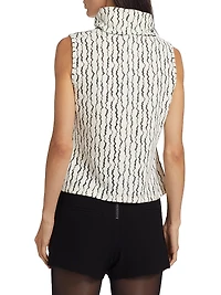 Textured Wave Sleeveless Turtleneck Top