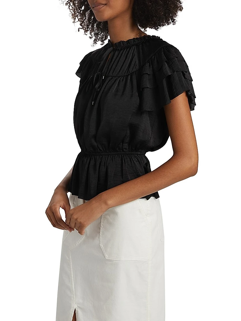 Parachute Ruffled Peplum Top