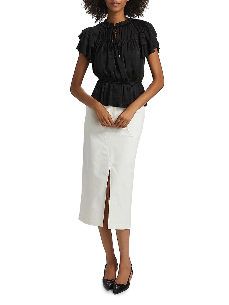 Parachute Ruffled Peplum Top