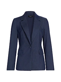 Stretch-Denim Single-Breasted Blazer