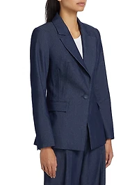 Stretch-Denim Single-Breasted Blazer