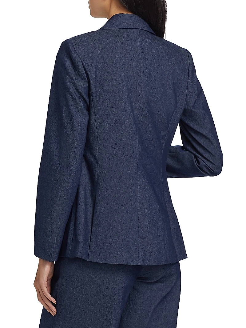 Stretch-Denim Single-Breasted Blazer