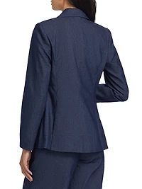 Stretch-Denim Single-Breasted Blazer