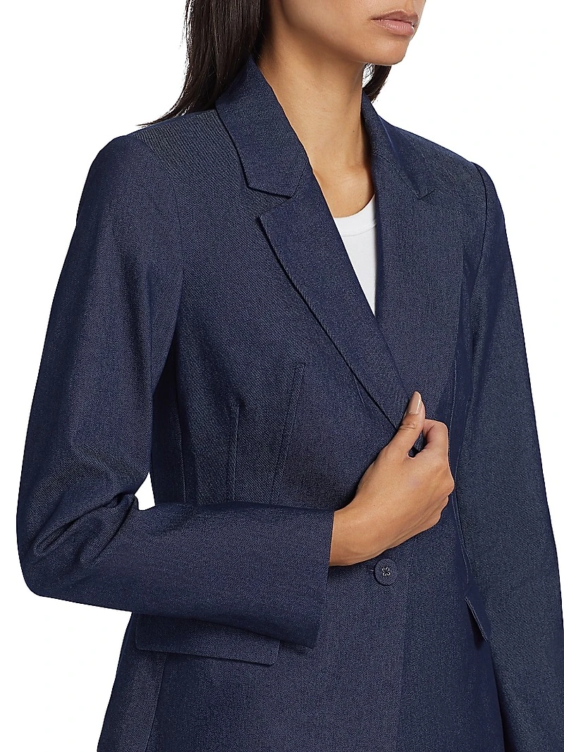 Stretch-Denim Single-Breasted Blazer