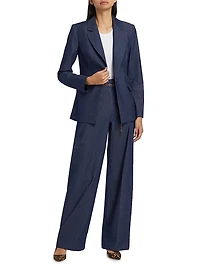 Stretch-Denim Single-Breasted Blazer