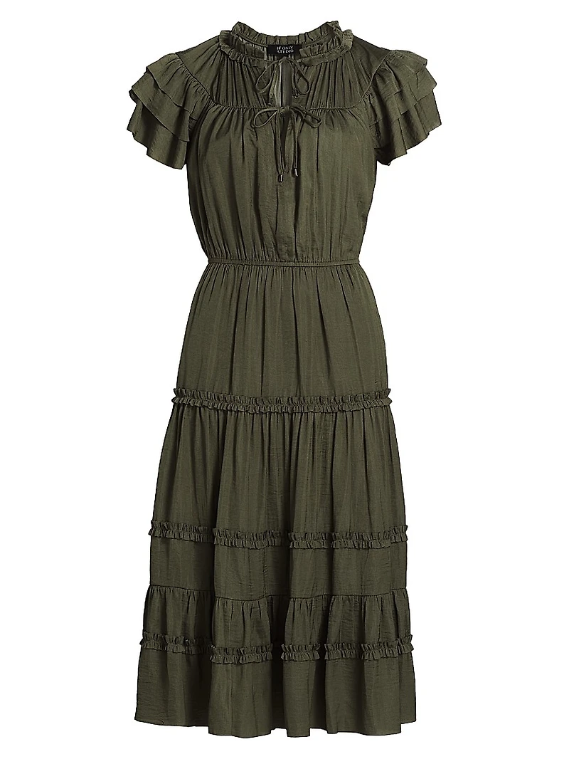 Parachute Ruffled Midi-Dress