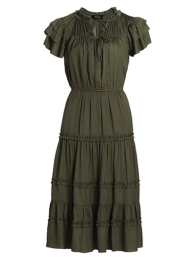 Parachute Ruffled Midi-Dress