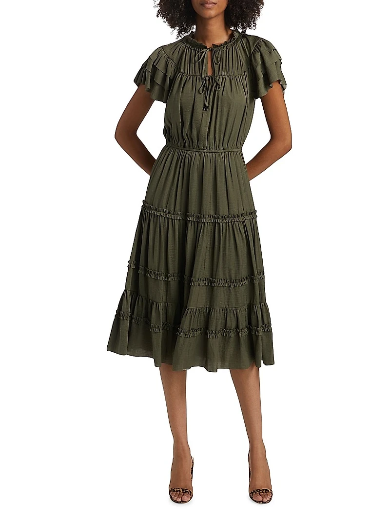 Parachute Ruffled Midi-Dress