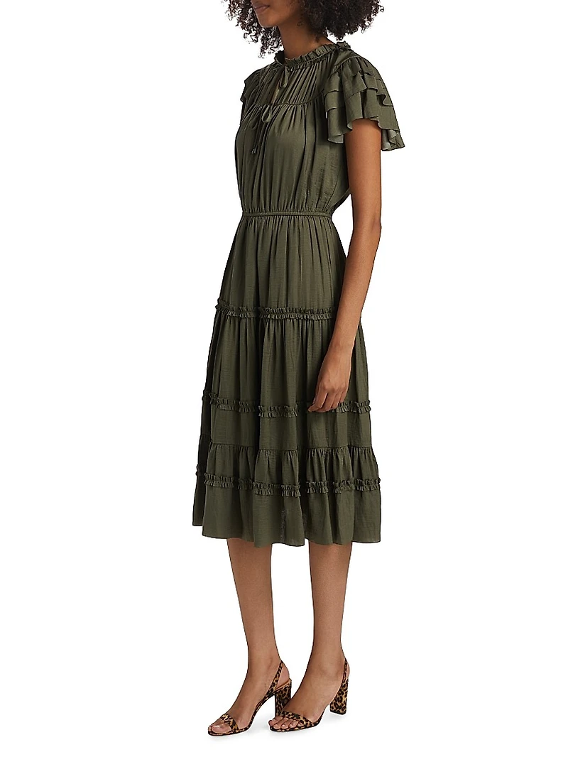 Parachute Ruffled Midi-Dress