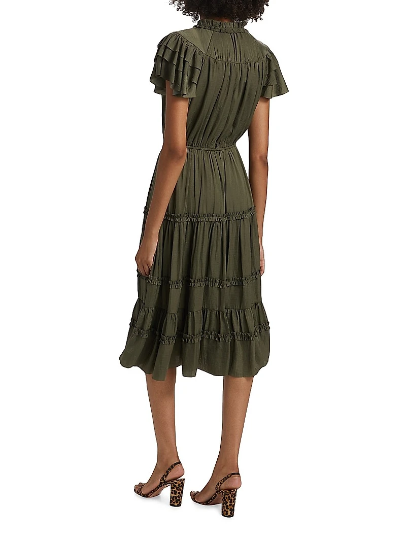 Parachute Ruffled Midi-Dress