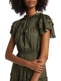 Parachute Ruffled Midi-Dress