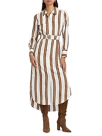Striped Crepe Midi Shirtdress