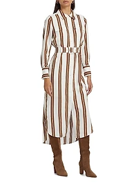 Striped Crepe Midi Shirtdress