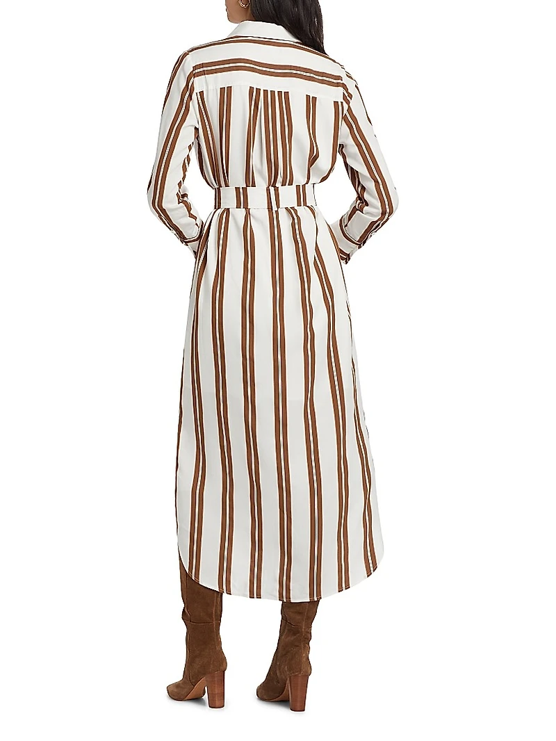 Striped Crepe Midi Shirtdress