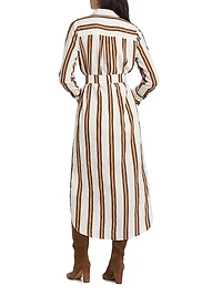 Striped Crepe Midi Shirtdress