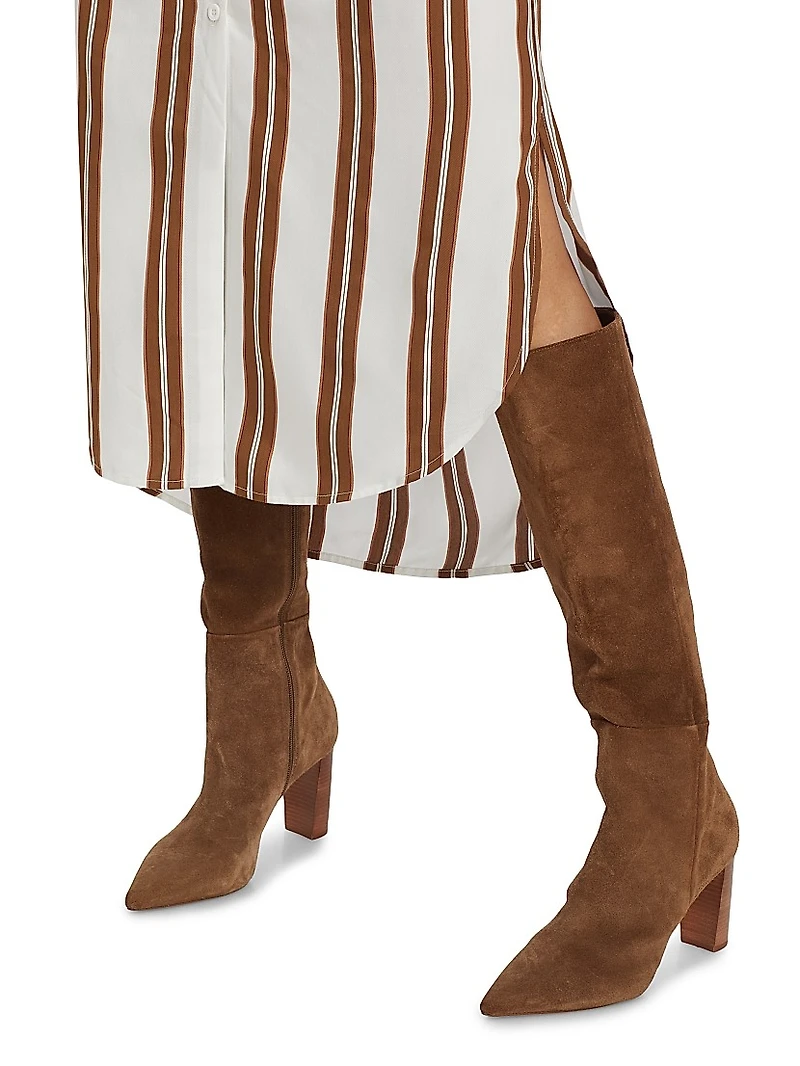 Striped Crepe Midi Shirtdress