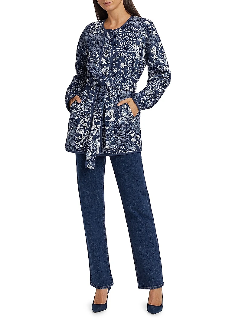Paisley Cotton Tie-Waist Jacket