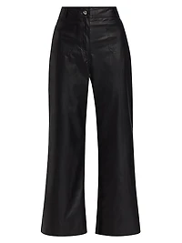 Faux Leather Wide-Leg Pants