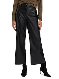 Faux Leather Wide-Leg Pants