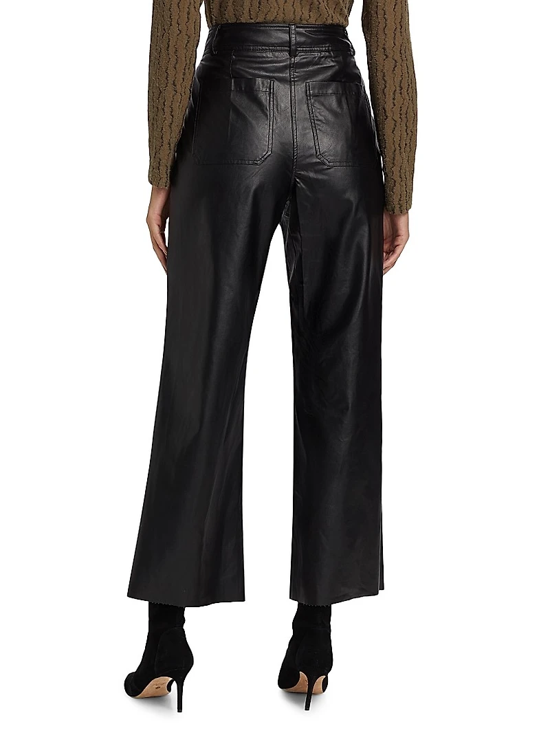 Faux Leather Wide-Leg Pants