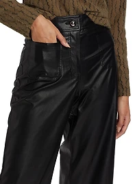 Faux Leather Wide-Leg Pants