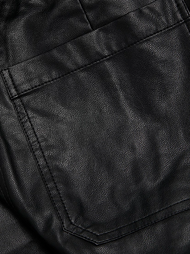 Faux Leather Wide-Leg Pants