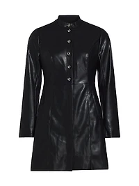 Faux-Leather Mini Shirtdress