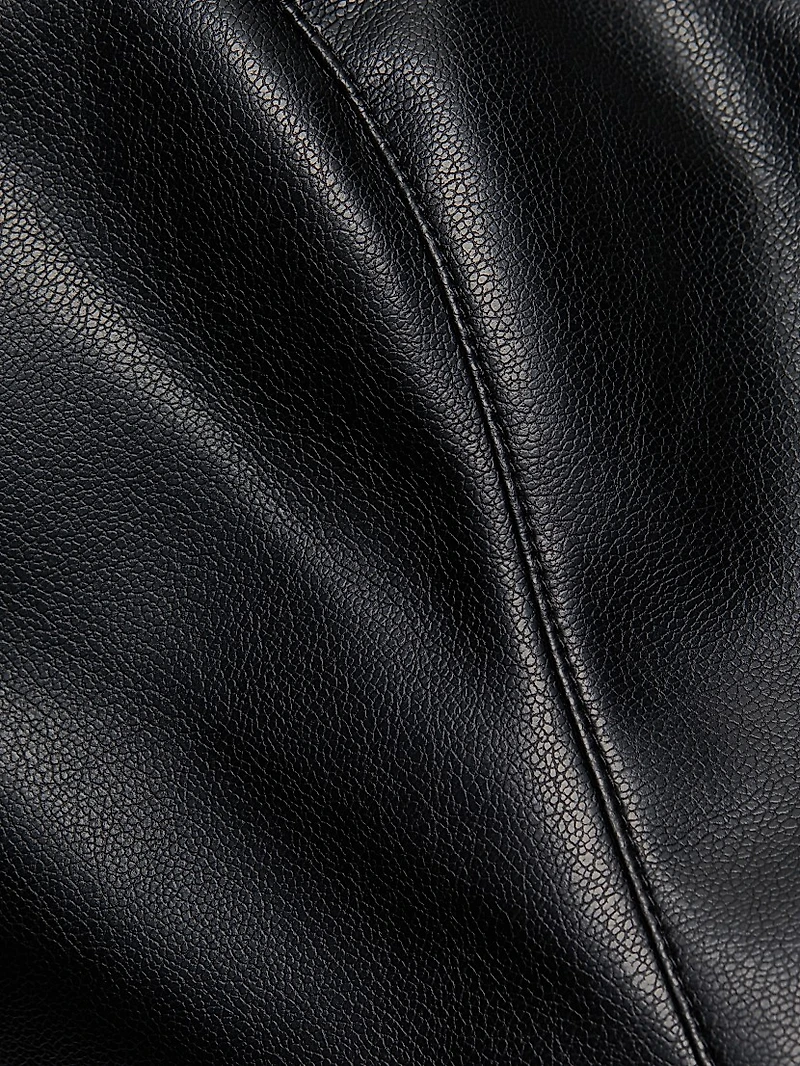 Faux-Leather Mini Shirtdress