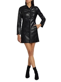 Faux-Leather Mini Shirtdress