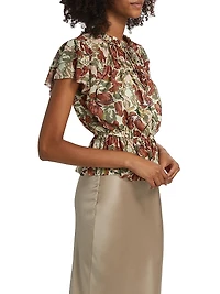 Floral Ruffled Short-Sleeve Top