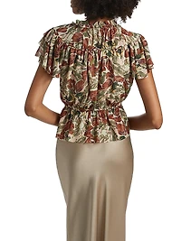 Floral Ruffled Short-Sleeve Top