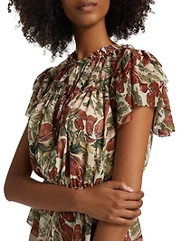 Floral Ruffled Short-Sleeve Top