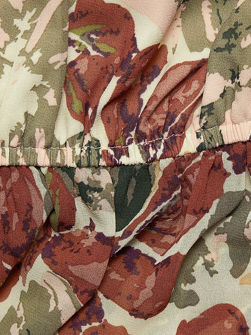 Floral Ruffled Short-Sleeve Top