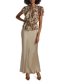 Floral Ruffled Short-Sleeve Top