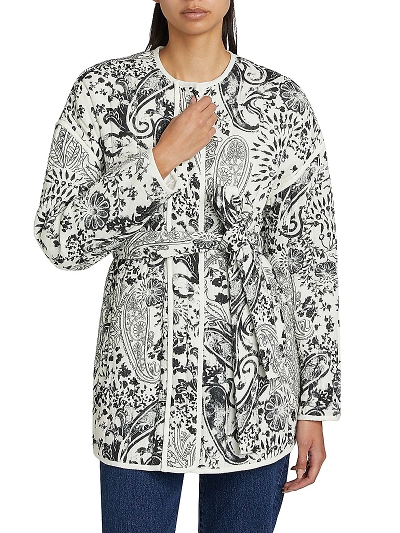 Paisley Cotton Tie-Waist Jacket