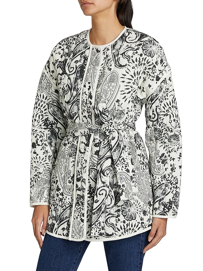 Paisley Cotton Tie-Waist Jacket